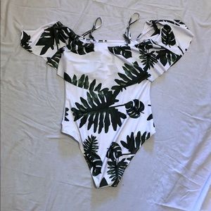 Off shoulder, ruffle swimsuit